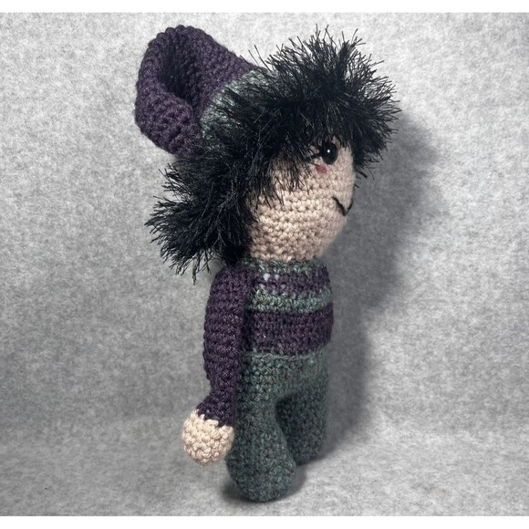 Handmade Crochet Amigurumi Elf Gnome Plush Doll Toy Soft Stuffed Purple Hat Kids - Picture 3 of 9